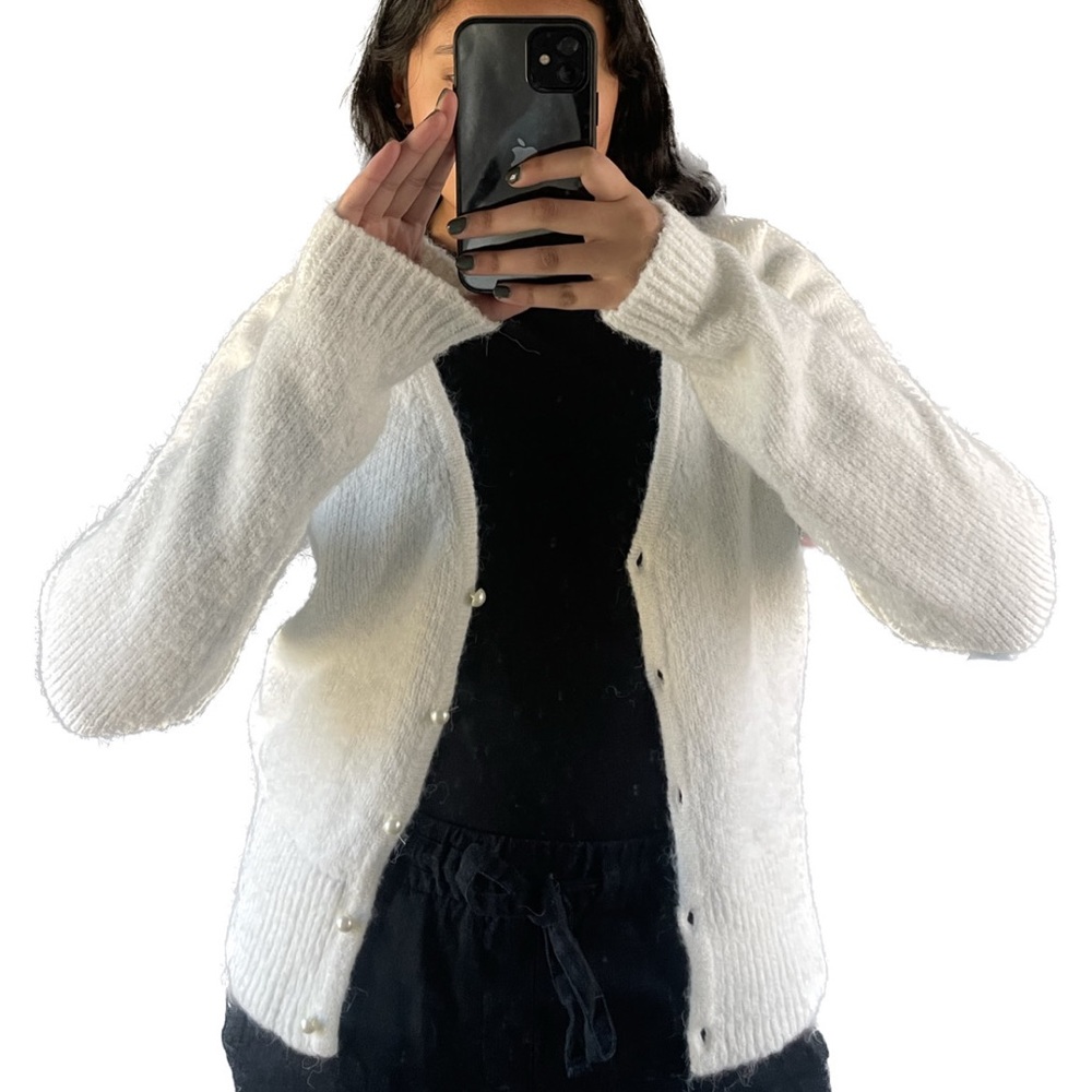 White cardigan
